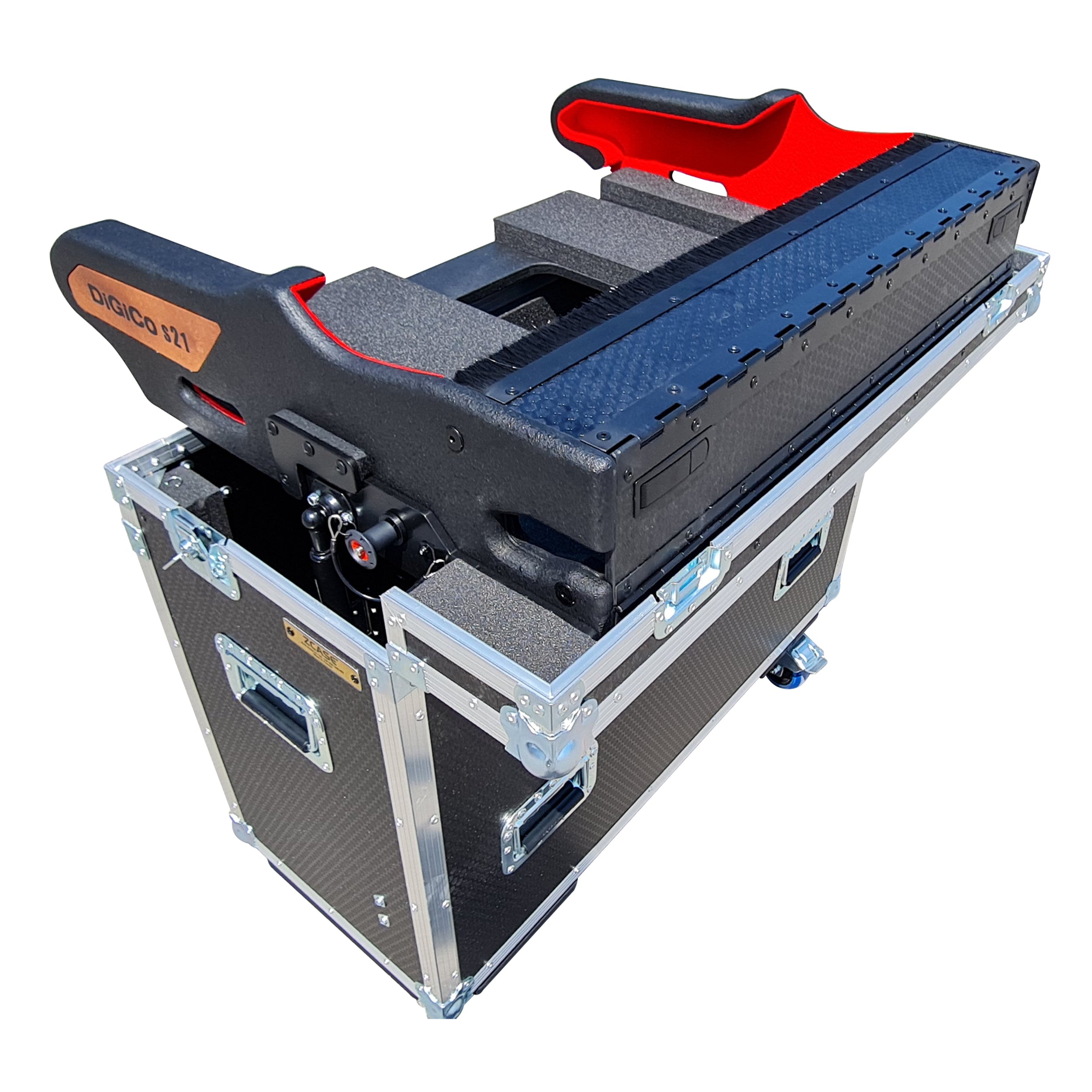 Pro X For DiGiCO S21 Flip-Ready Hydraulic Console Easy Retracting Detachable Lifting Console Flight Case with wheels by ZCASE XZF-DIGS21D