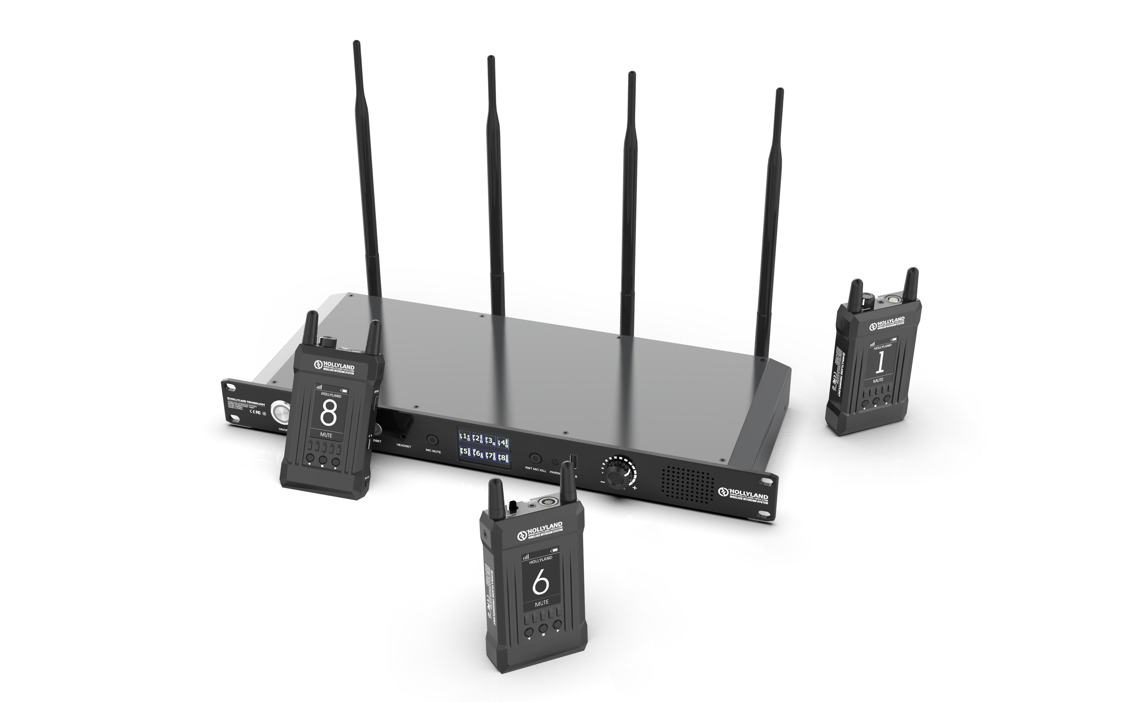 Hollyland Syscom 1000T Full Duplex Wireless Intercom System with 8 Belt Packs HL-Syscom 1000T-8B