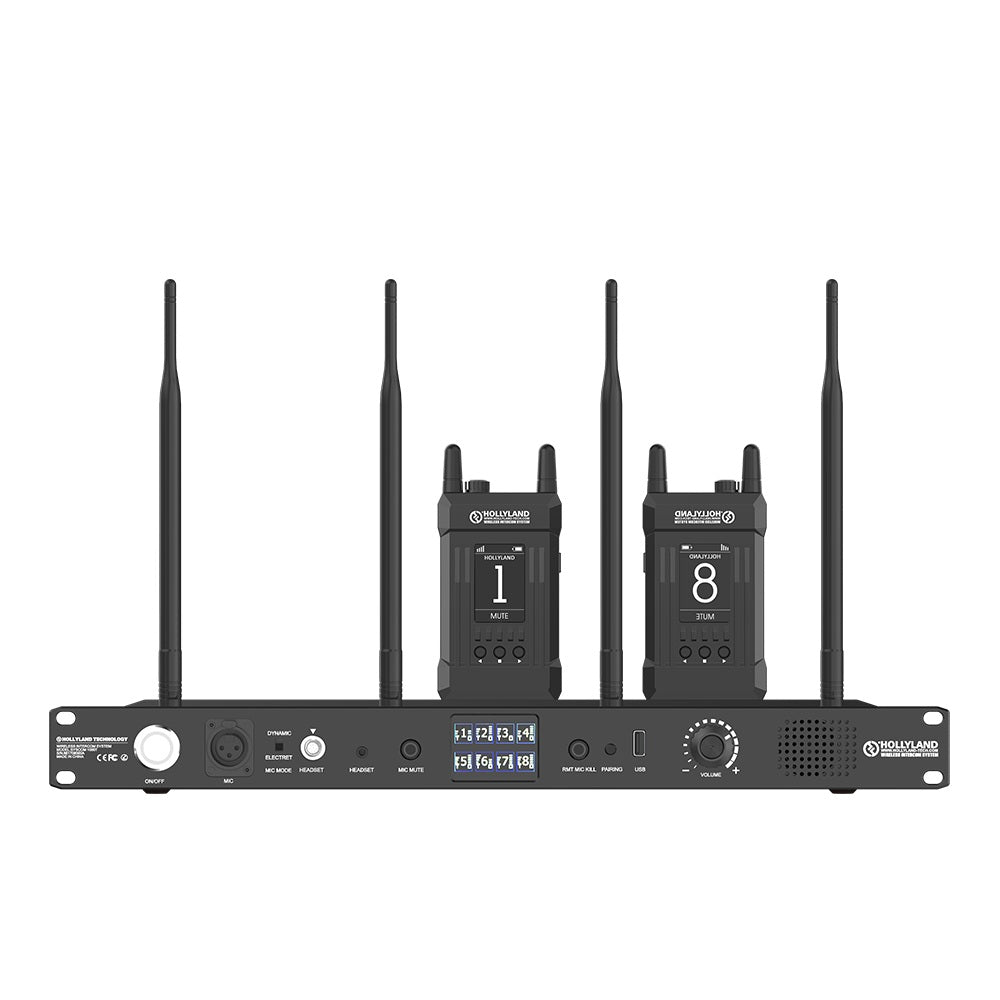 Hollyland Syscom 1000T Full Duplex Wireless Intercom System with 8 Belt Packs HL-Syscom 1000T-8B