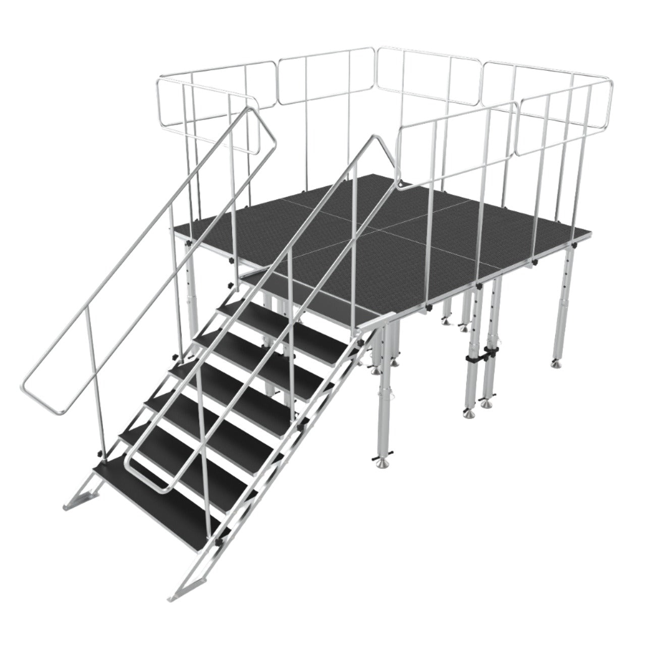 Pro X 8FT x 8FT Stage Q 2 Stage Platforms 3-Steps Social Distancing 4FT x 4FT Package Height Adjustable 28-48 inch XSQ-8X8PKG-44GRUST3