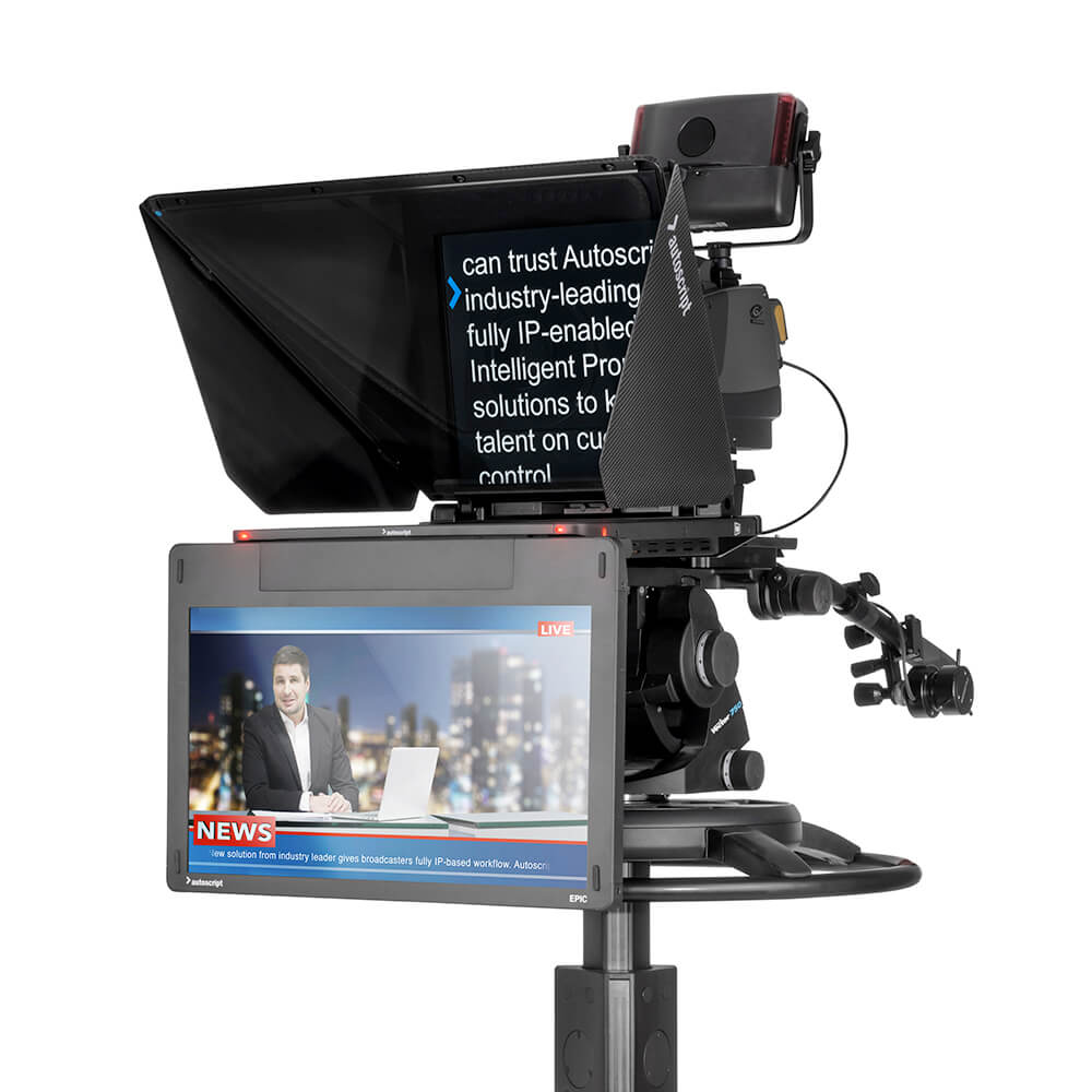 Autoscript EPIC-IP19XL on-camera package with 19" prompt monitor and integrated 24" talent monitor