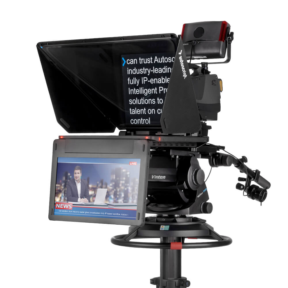 Autoscript EPIC-IP19 on-camera package with 19" prompt monitor and integrated 19" talent monitor