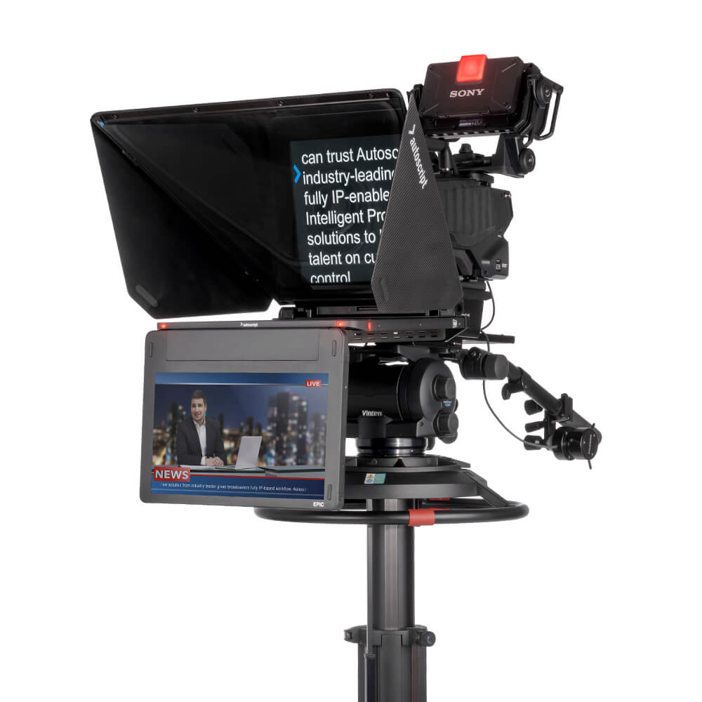 Autoscript EPIC-IP17 on-camera package with 17" prompt monitor and integrated 17" talent monitor
