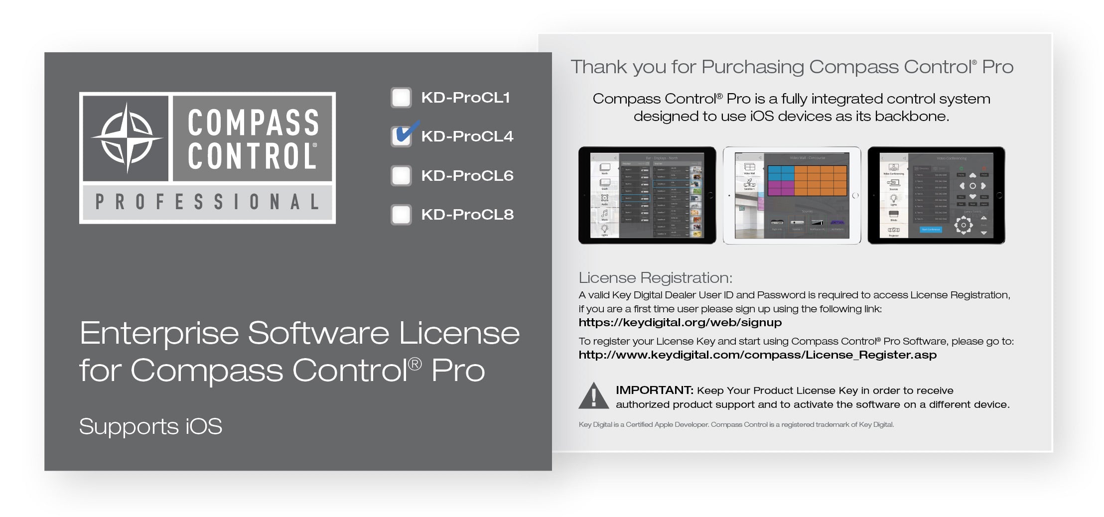 Key Digital Enterprise Software License (Master Pack of 4 Units) - KD-ProCL4