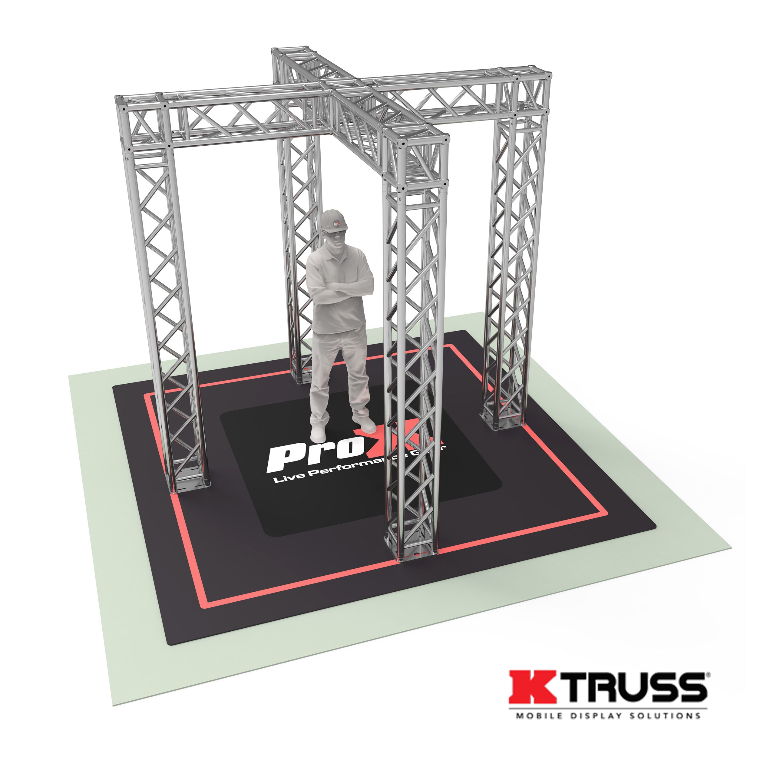 Pro X Tradeshow Booth 9.42 W X 9.42 L X 9.20 FT H with X Shape Design in center - K SERIES Light Duty KTP-999X