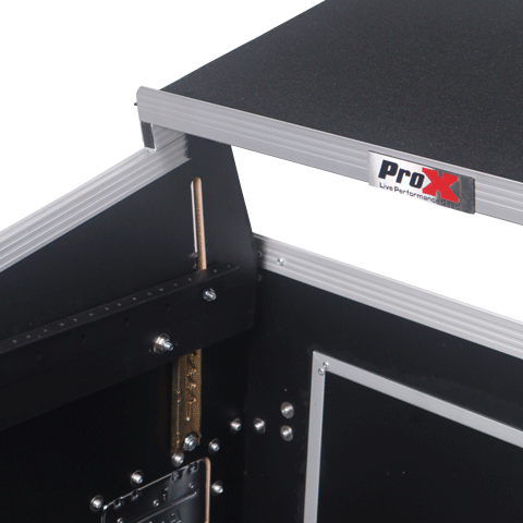 Pro X 18U Vertical Rack Mount Flight Case with 10U Top for Mixer Combo Amp Rack with Laptop Shelf and Caster Wheels T-18MRLT