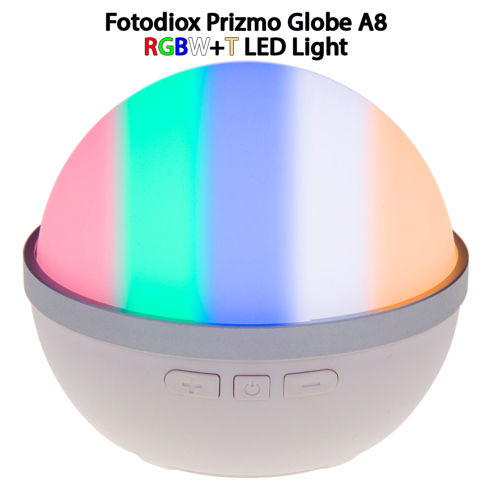 Fotodiox Pro Prizmo Globe Case RGBW+T LED Light - Set of 6 Multi Color, Dimmable, Professional Photo/Video LED Domed Globe Lights with Special Effects Settings PZM-A8-6x