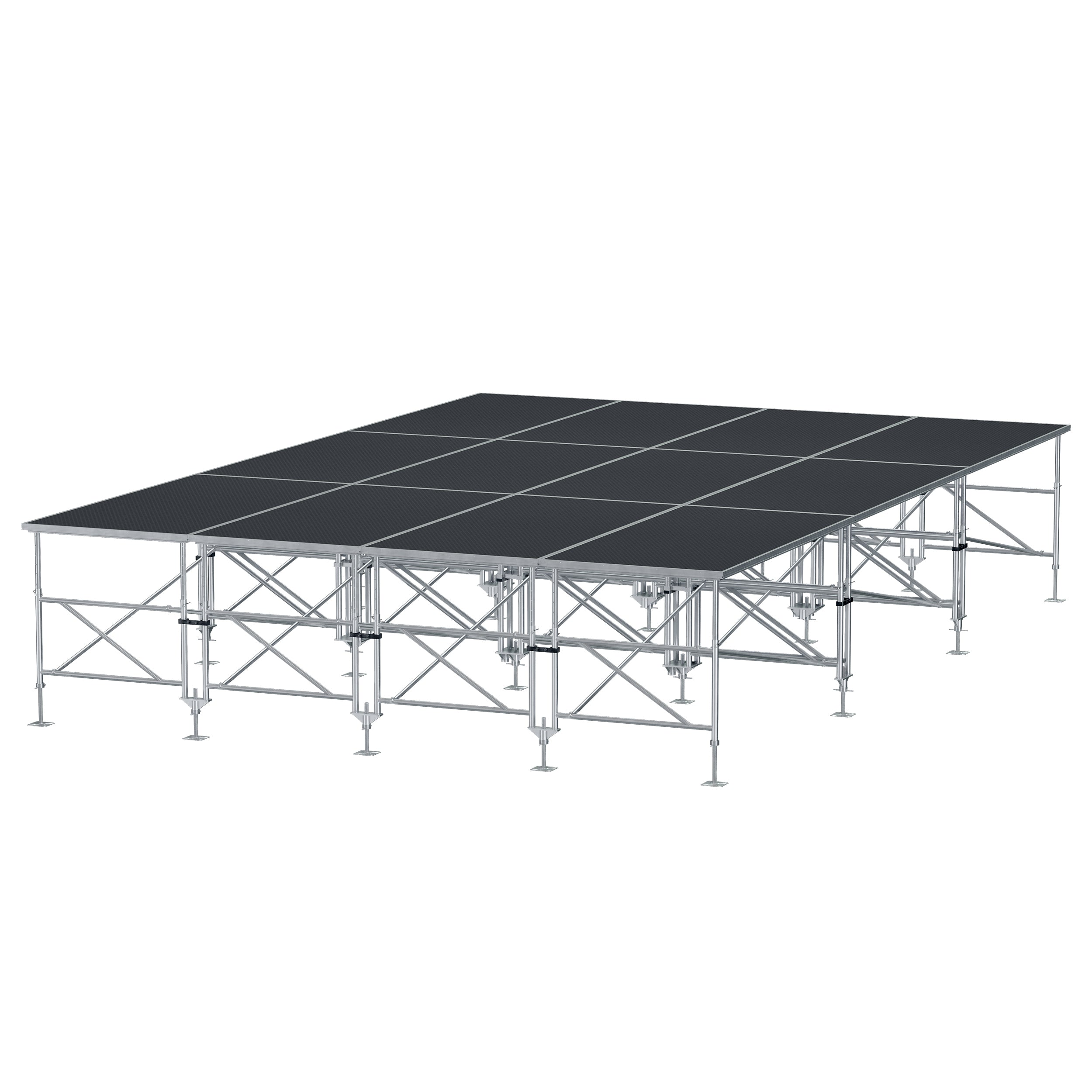 Pro X 16FT x 24FT StageQ 12 Stage Platforms 4FT x 8FT Height Adjustable 28-48 inch with Z Frame Stabilizing System XSQ-16X24PKG-48Z