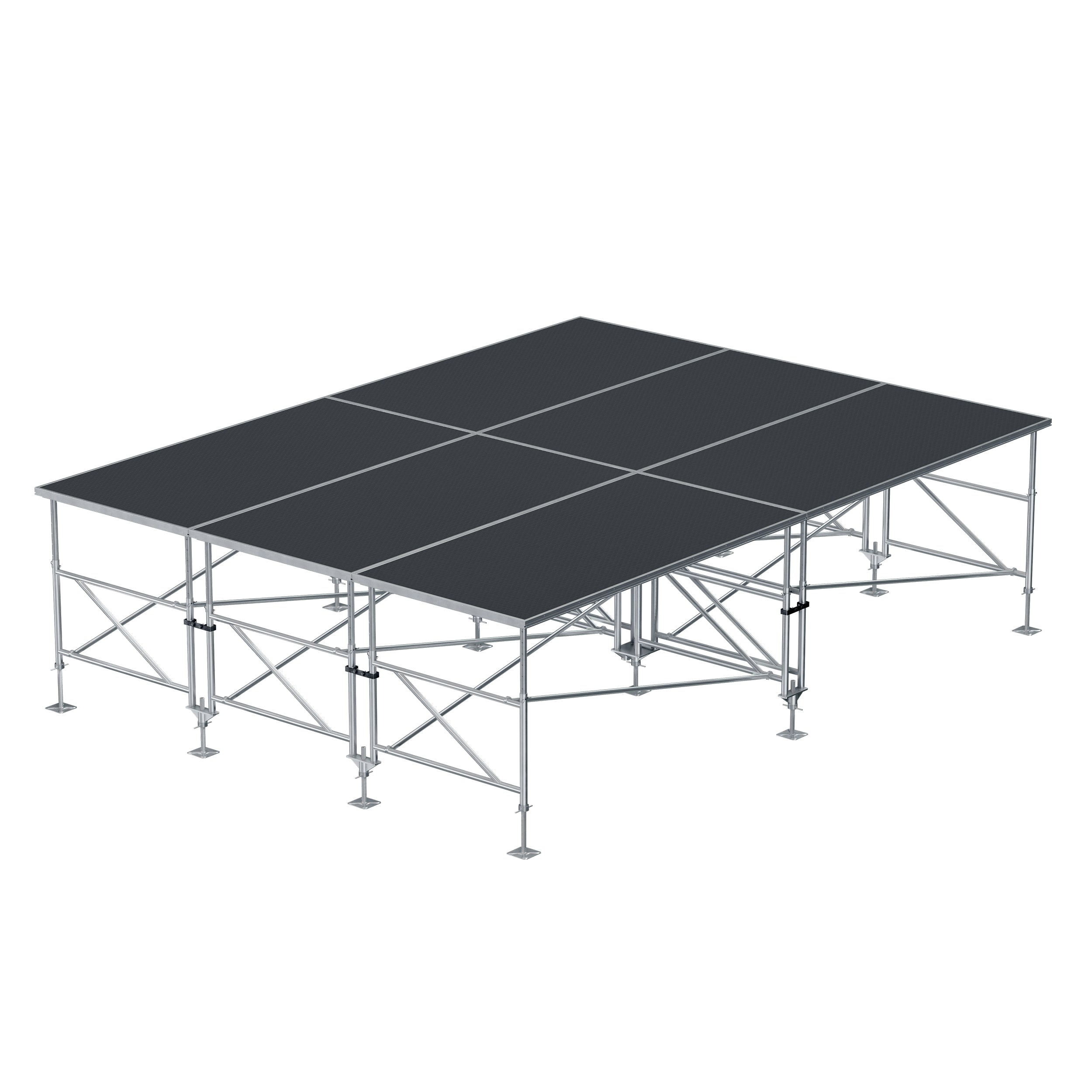 Pro X 12FT x 16FT Stage Q 6 Stage Platforms 4FT x 8FT Height Adjustable 28-48 inch with Z Frame Stabilizing System XSQ-12X16PKG-48Z