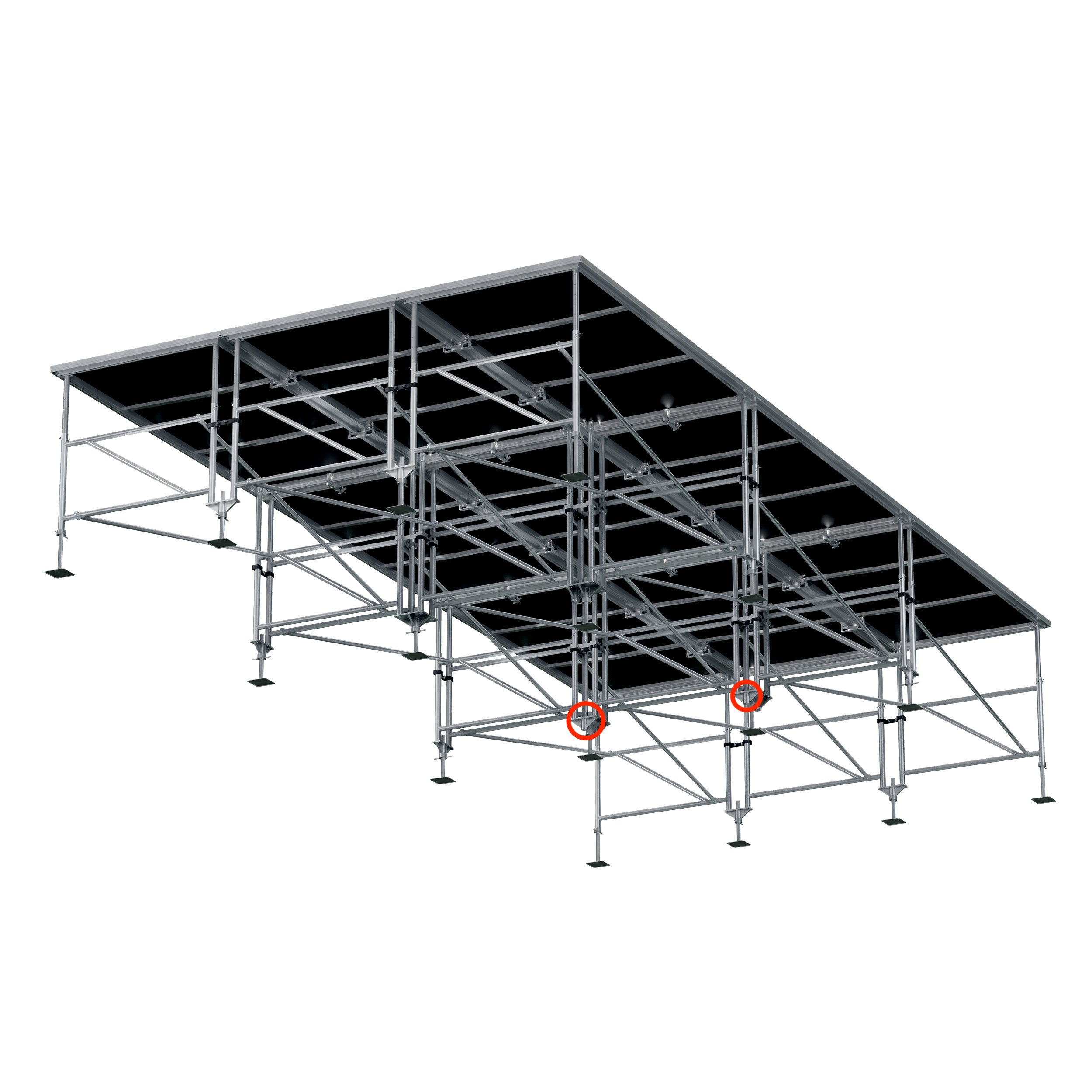 Pro X 12FT x 24FT StageQ 9 Stage Platforms 4FT x 8FT Height Adjustable 28-48 inch with Z Frame Stabilizing System XSQ-12X24PKG48Z
