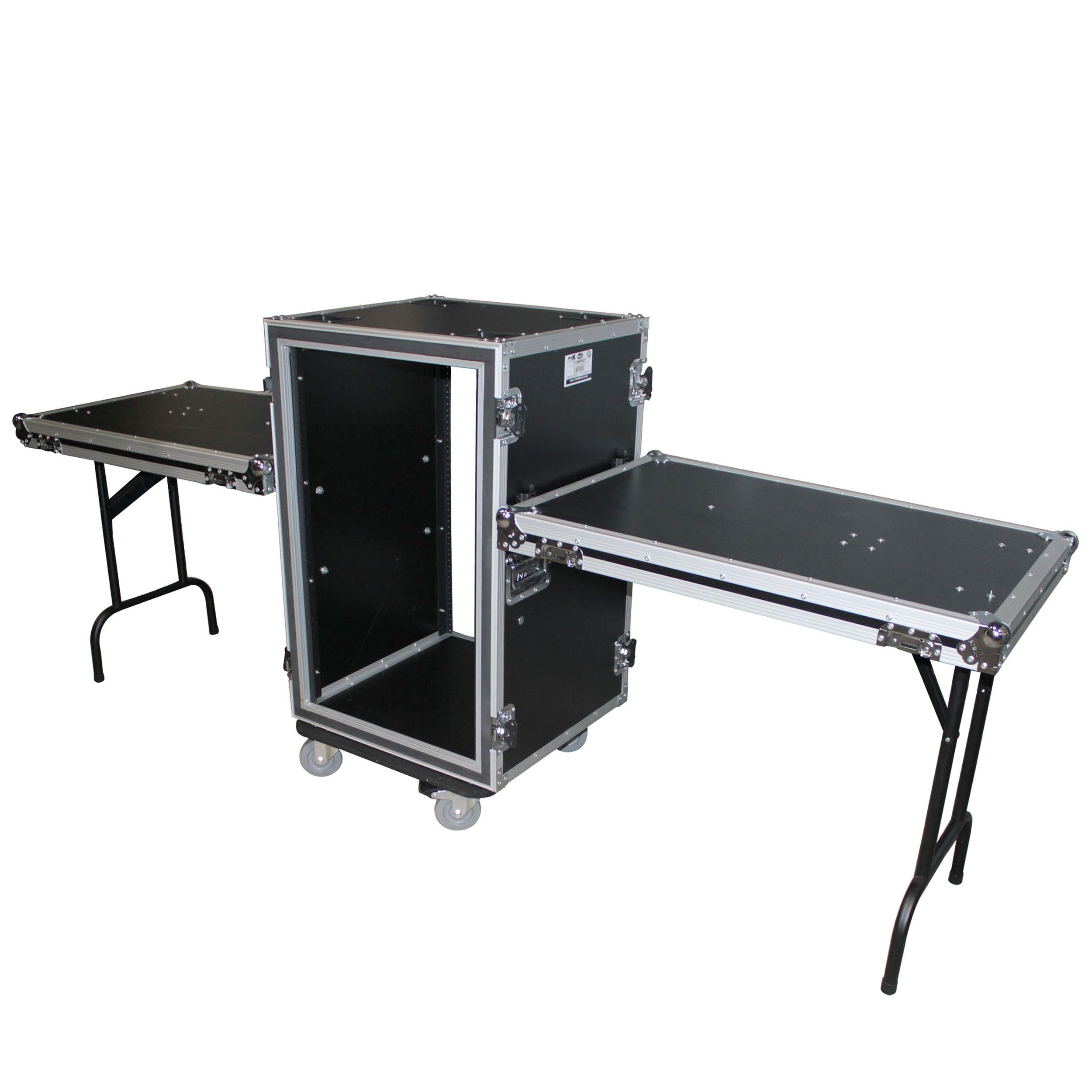 Pro X Vertical Shockproof Rack Case 20 In Deep W-Side Tables and Casters T-18RSPWDT