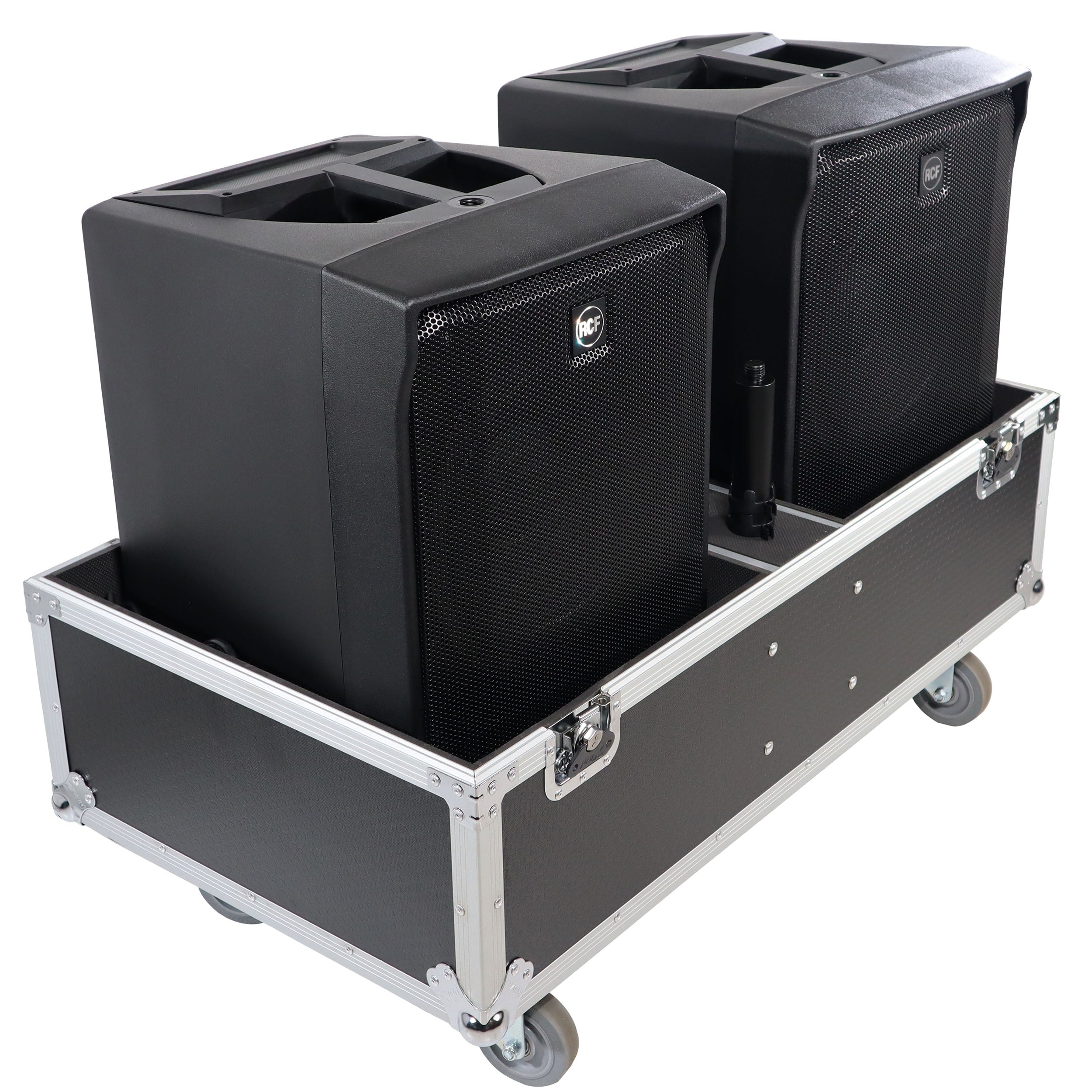 Pro X ATA Style Flight-Road Case For RCF EVOX 8 J8 JMIX8 Speaker Array System Fits Two Speakers and Subs X-RCF-EVOX8J8X2W
