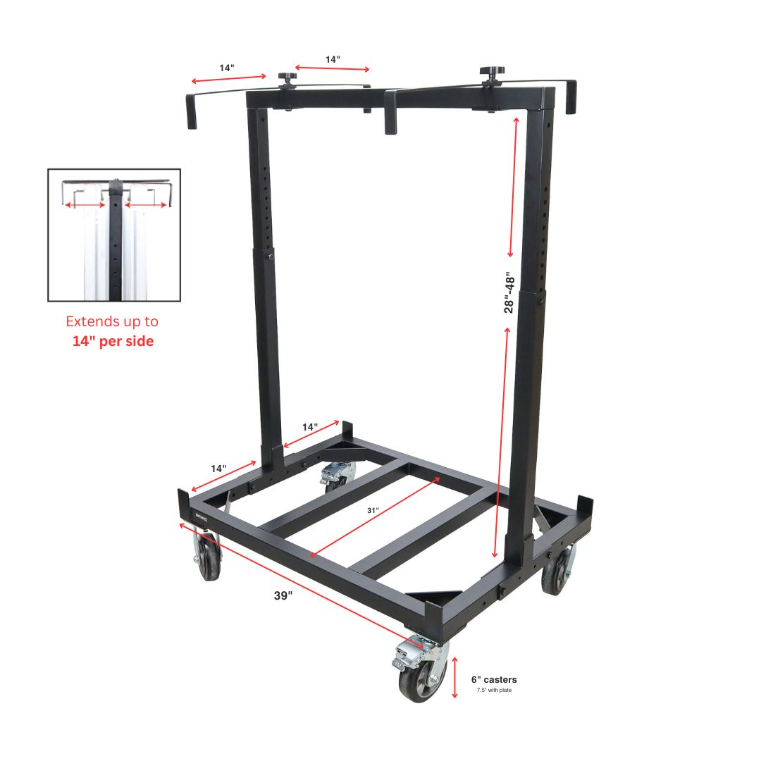 Pro X Universal Portable Rolling dolly for 4X4 and 4X8 Ft. Stage Platforms - Supports 6 to 8 Units