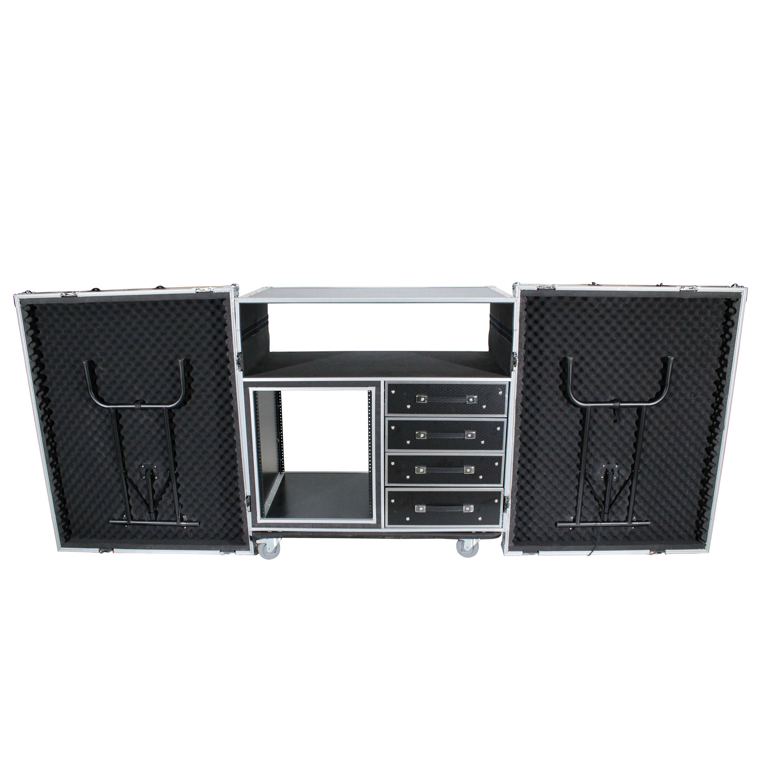 Pro X ATA Flight Style Mixing Console Case 12U Shockproof Rack (2) Side Tables XS-12U4DTWCO