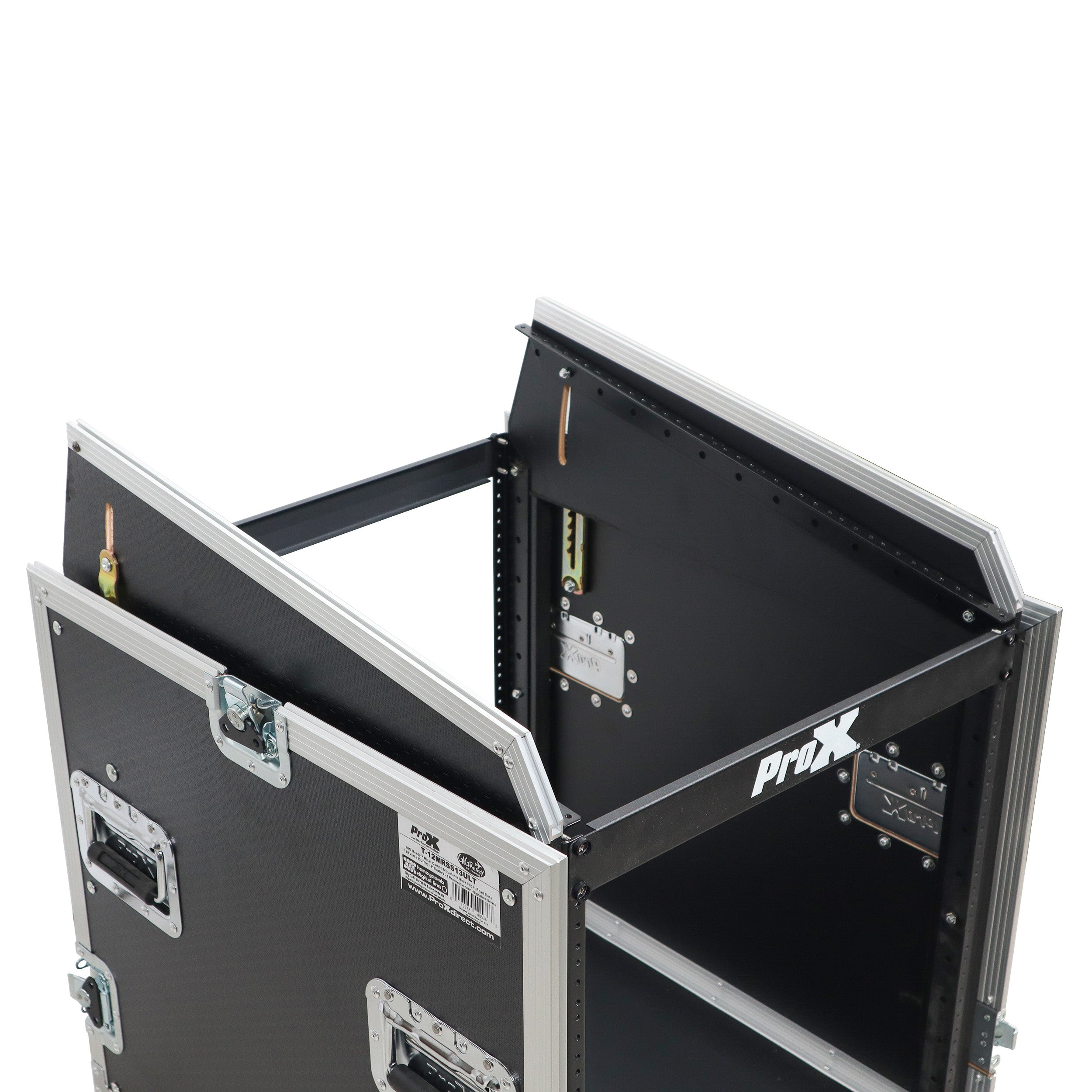 Pro X 13U Top Mixer-DJ 12U Rack Combo Flight Case W-Laptop Shelf and Casters T-12MRSS13ULT