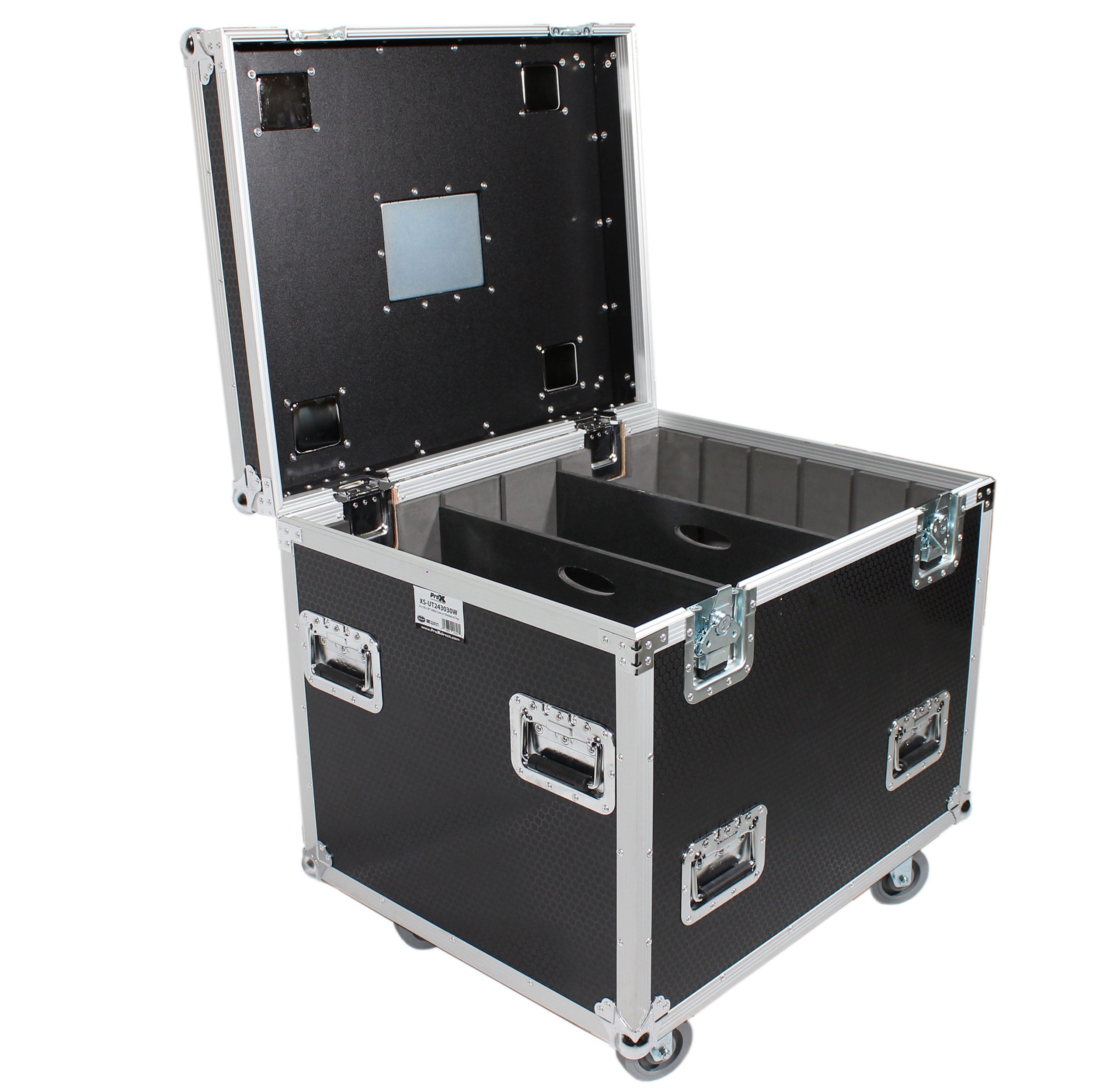 Pro X TruckPax Utility ATA Flight Case Truck Storage Road Case with Dividers Tray and 4" in casters – 24"x30"x30" Ext XS-UTL243030WMK2