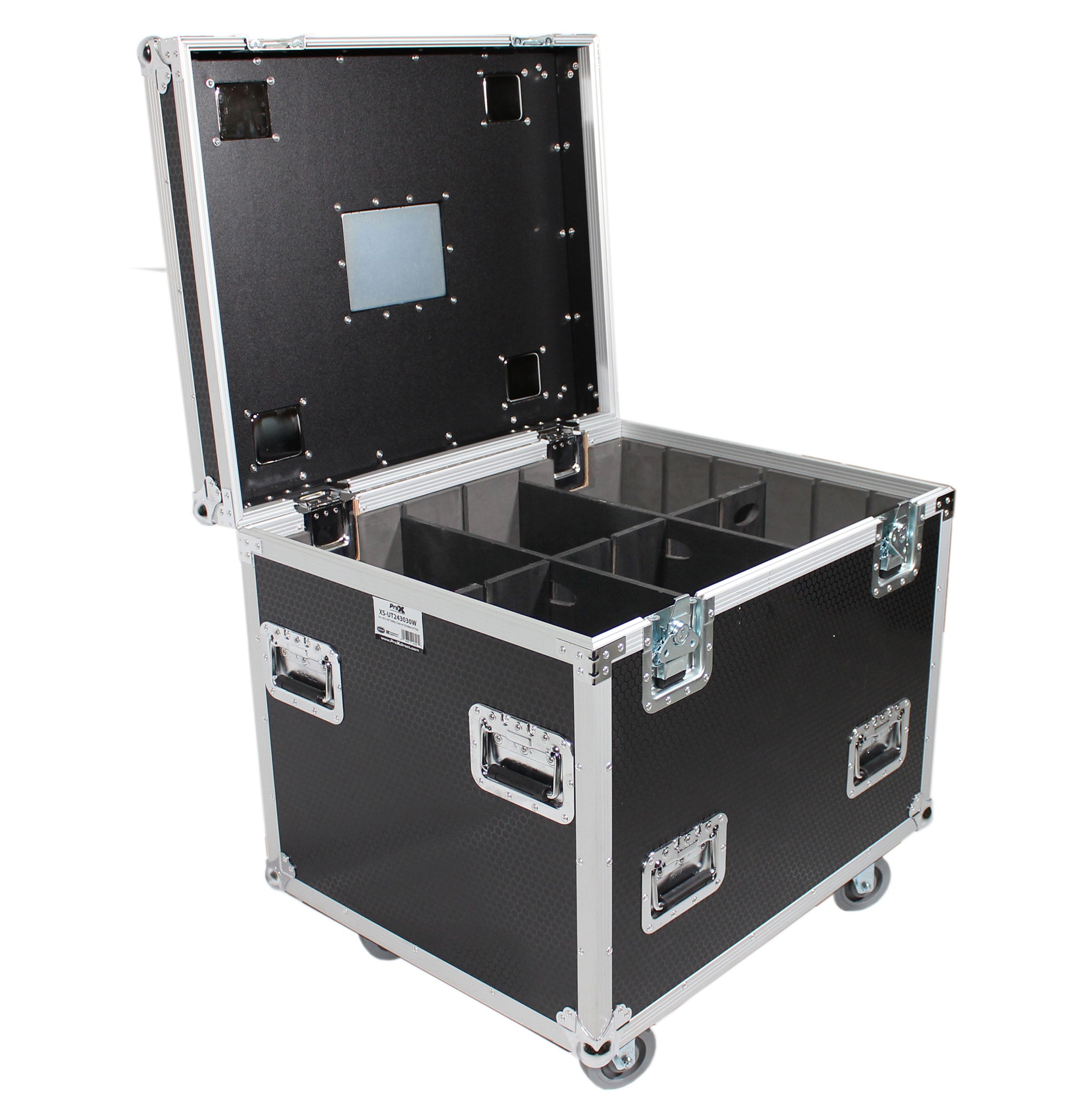 Pro X TruckPax Utility ATA Flight Case Truck Storage Road Case with Dividers Tray and 4" in casters – 24"x30"x30" Ext XS-UTL243030WMK2