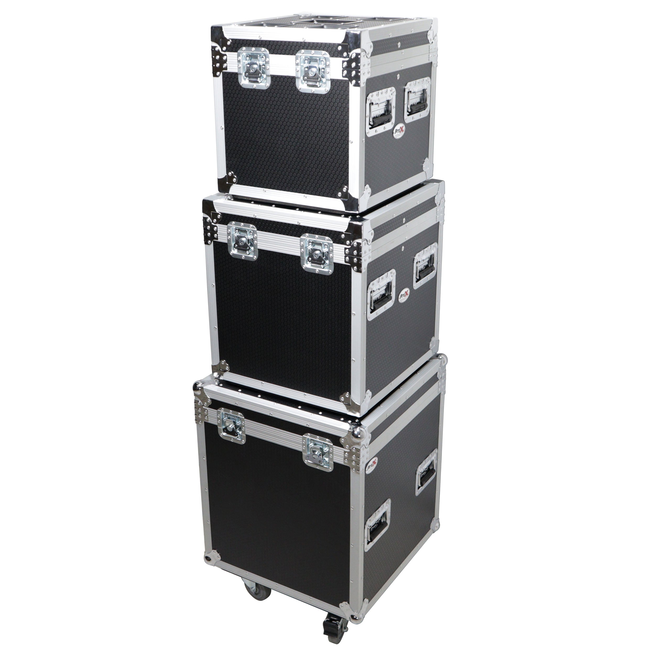 Pro X Package of 3 Utility ATA Flight Travel Storage Road Case – Includes 1-Large 1-Medium 1-Small Size with 4" Casters XS-UTL49PKG3