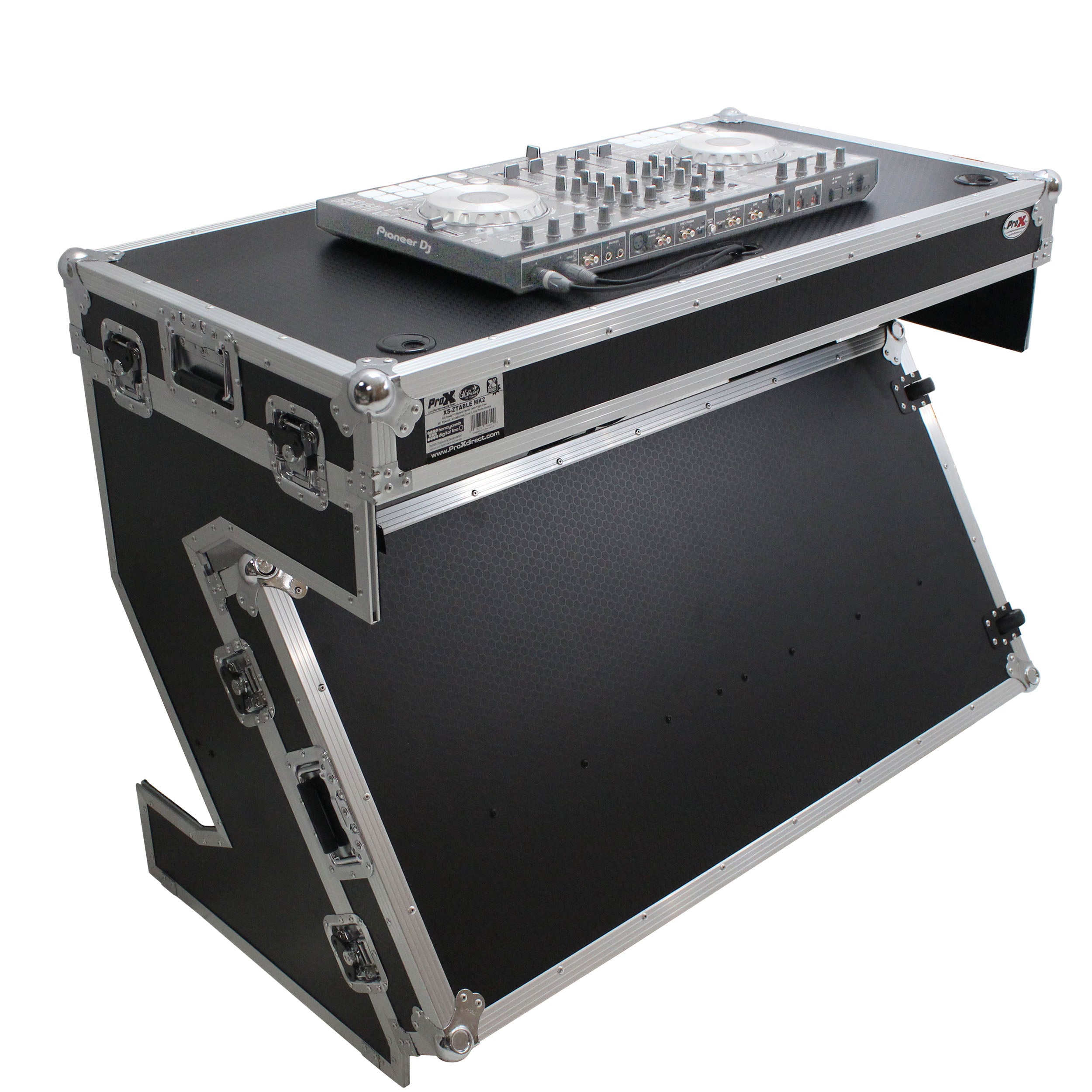 Pro X Z-Table Folding DJ Table Mobile Workstation Flight Case Style with Handles and Wheels XS-ZTABLE