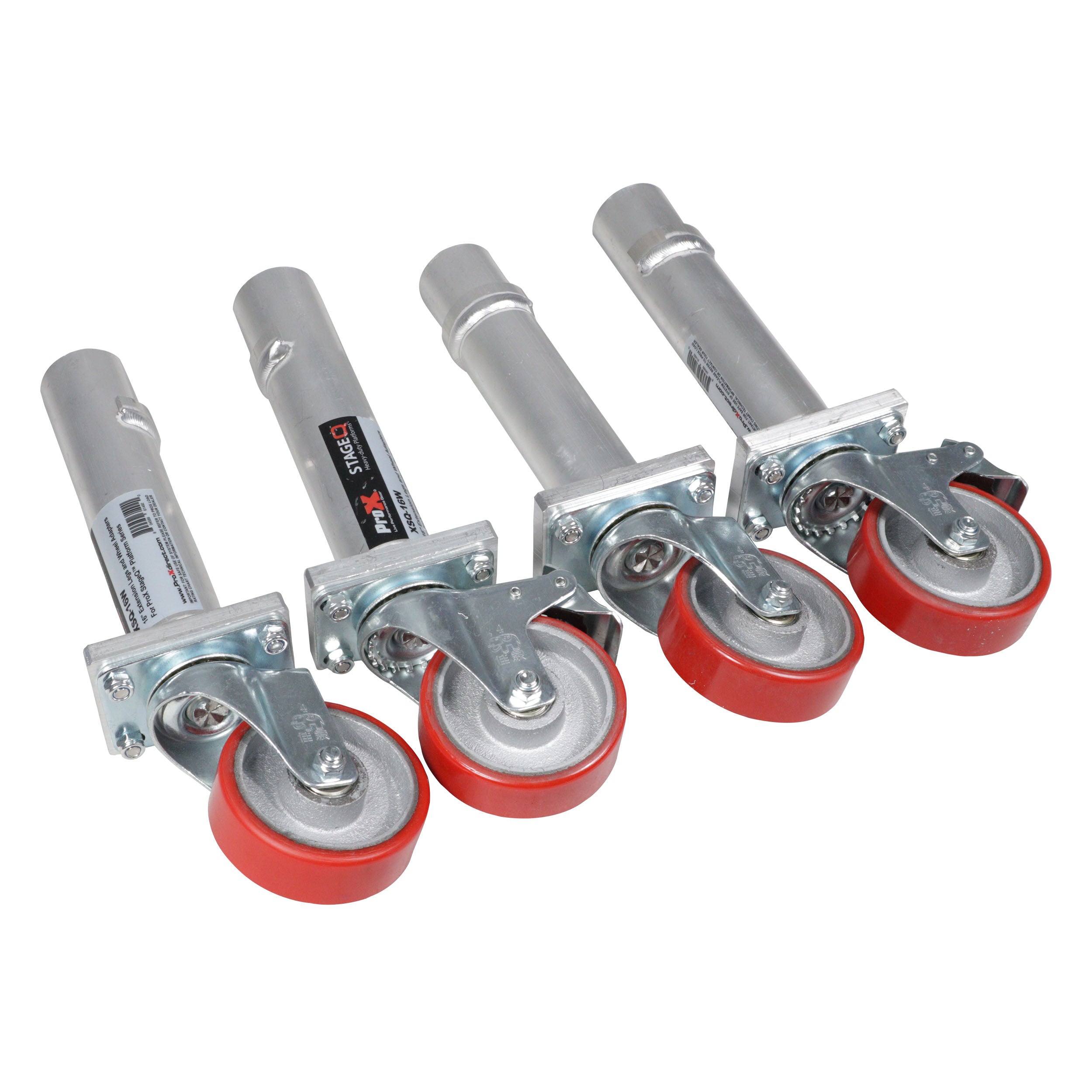 Pro X StageQ™ Locking Staging 16" Height Stage Legs with 5" Rubber Steel Casters | Set of 4