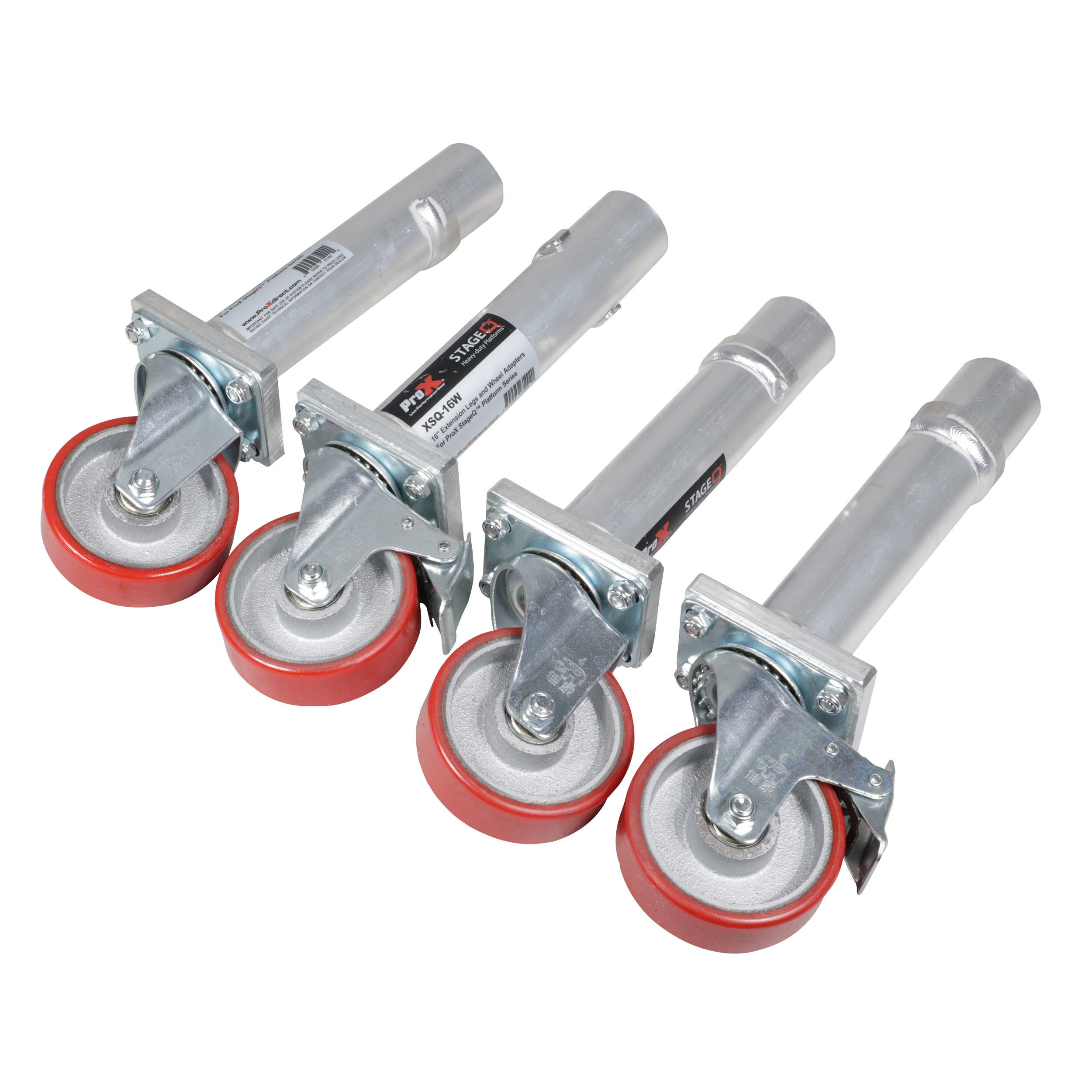Pro X StageQ™ Locking Staging 16" Height Stage Legs with 5" Rubber Steel Casters | Set of 4