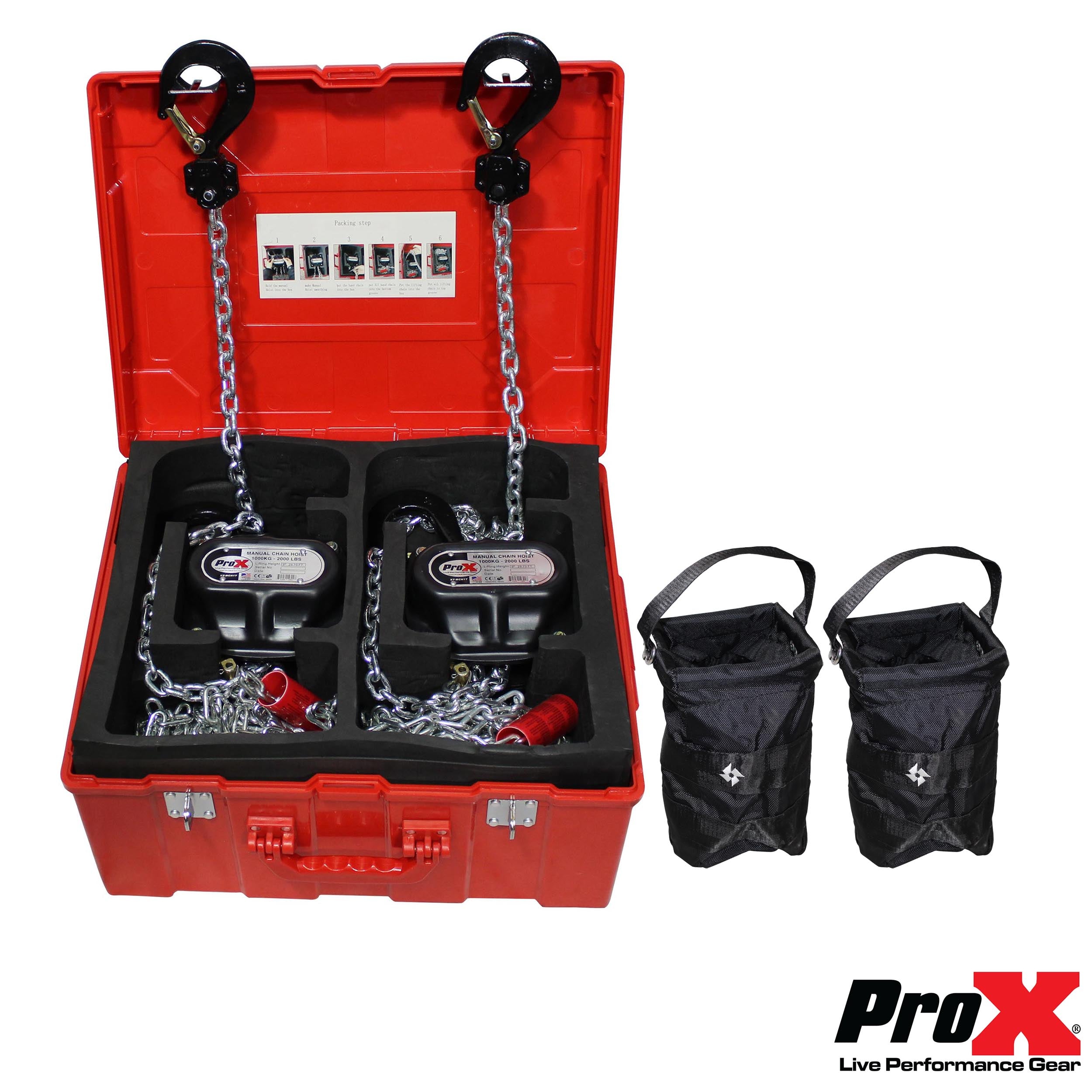 Pro X air 1 Ton Manual Chain Hoist with 30 Ft (9 M) Chain for Stage Truss roof system and line array speakers XT-MCH1TX2-30FT