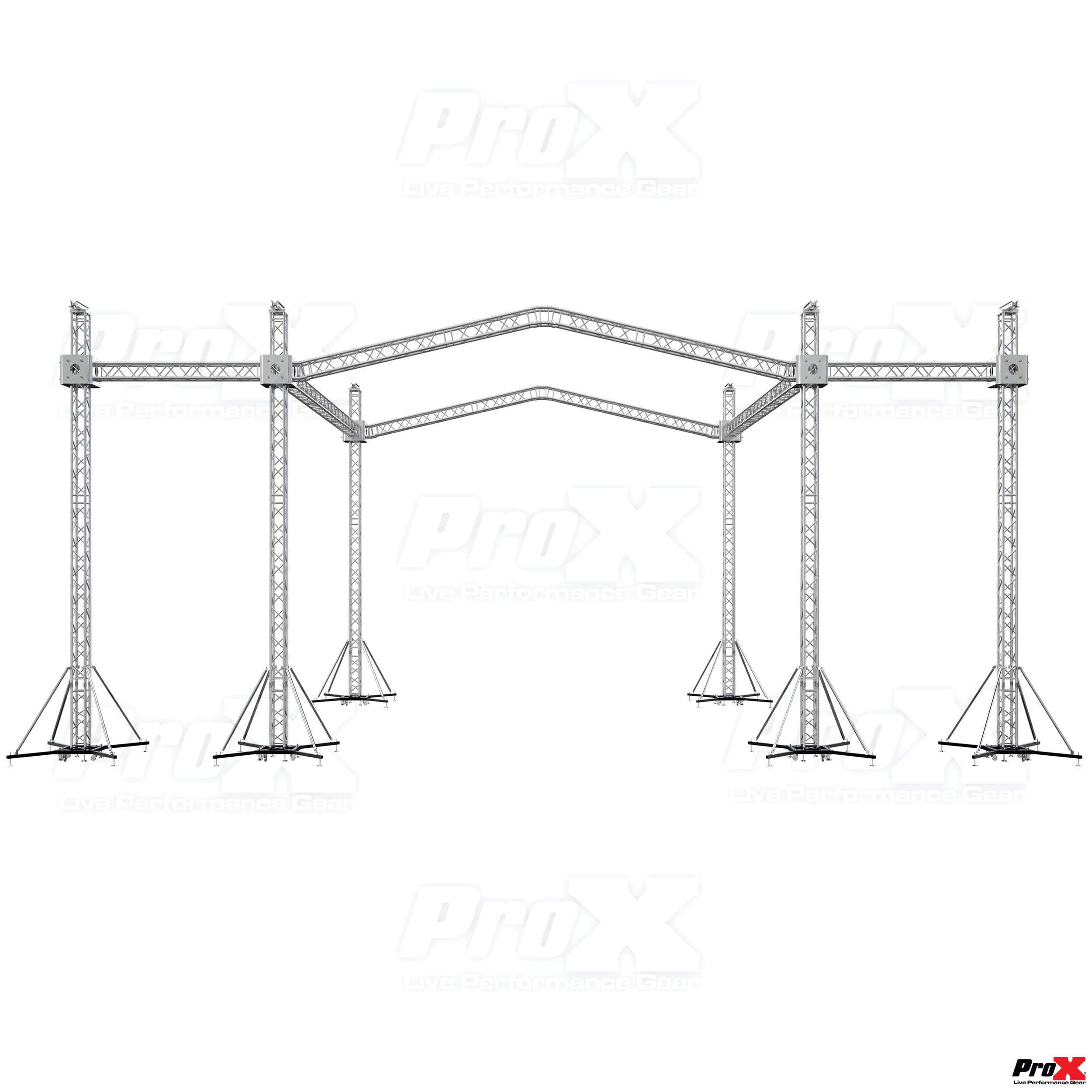 Pro X 12D Stage Roofing System with 7 Ft Speaker Wings and 6 Chain Hoists | 30 Ft W x 30 Ft L x 23 Ft H XTP-GS303023-PR2-12D