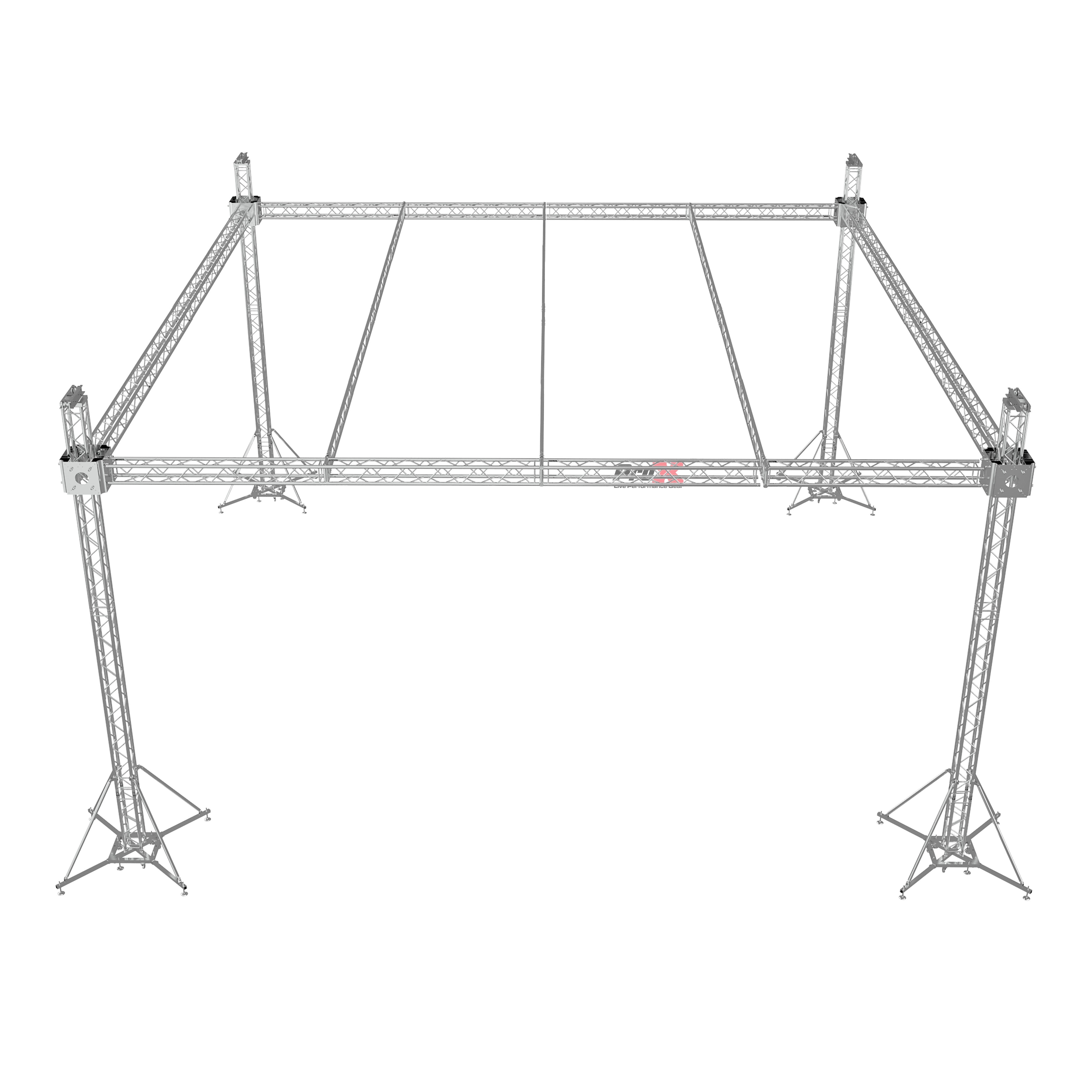 Pro X F34 Stage Roofing Truss System with Ground Support, Truss and Chain Hoists – 32x32x23 Ft. F32 Beams XTP-GS323223-3F32