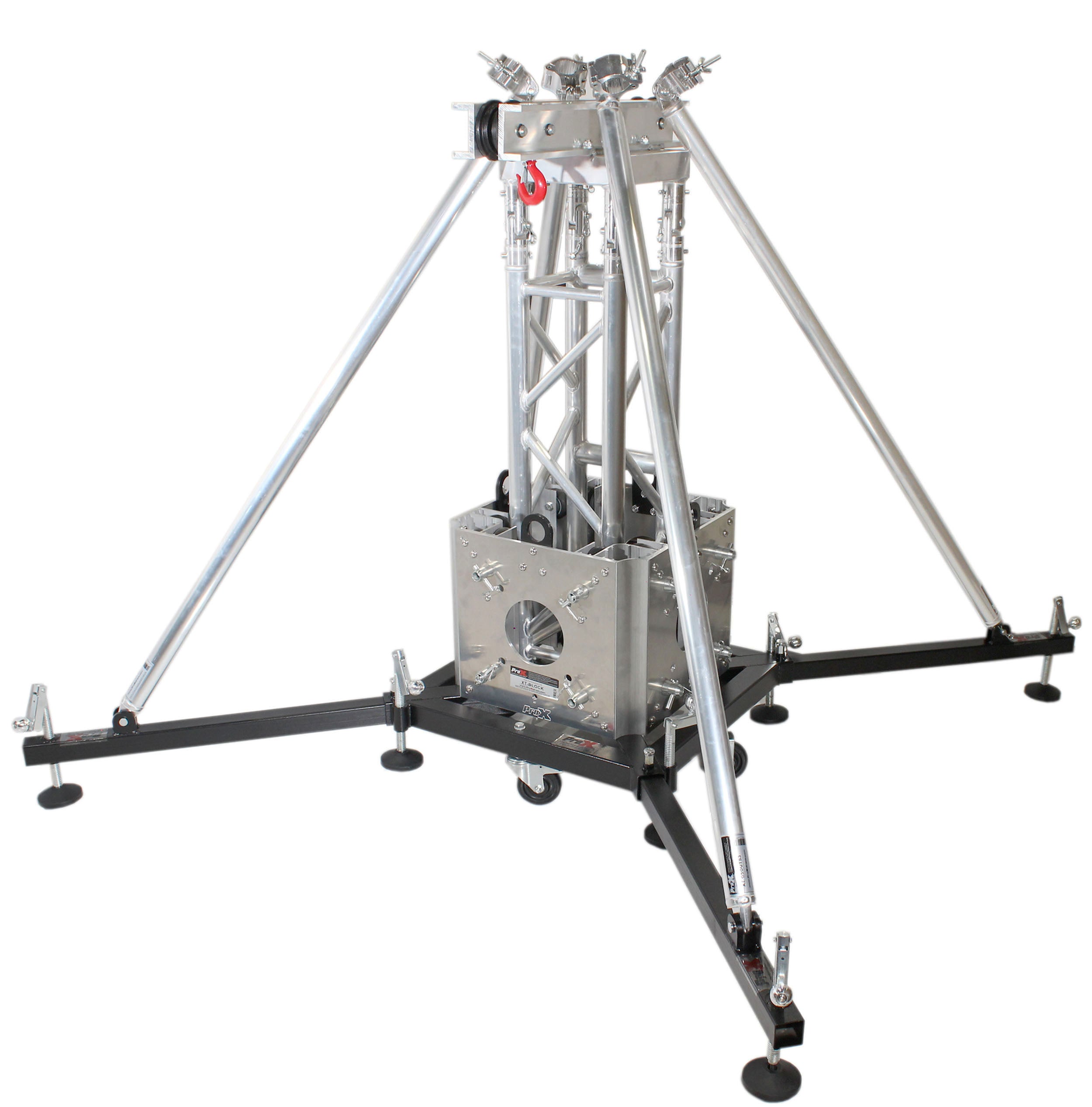 Pro X PRO Truss Tower Stage Lift System Package -Top Block | Hinges | Base | Outriggers and 3.28 Ft. 3 mm Ladder Truss Segment XTP-GSBPACK3 PRO