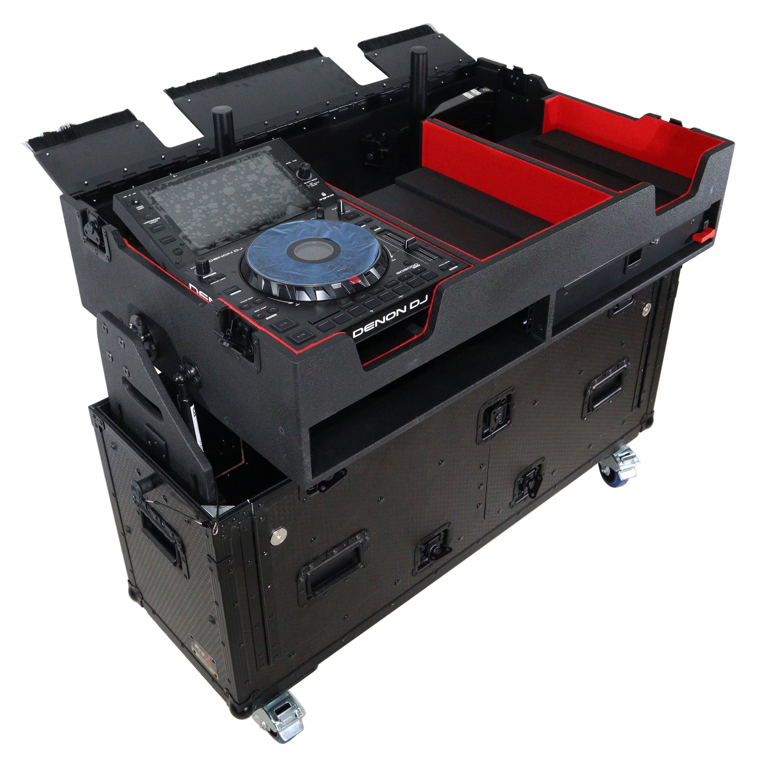 Pro X Flip-Ready Easy Retracting Hydraulic Lift Case for Denon DJ SC 6000 PRIME | X1850 PRIME XZF-DNSC6000