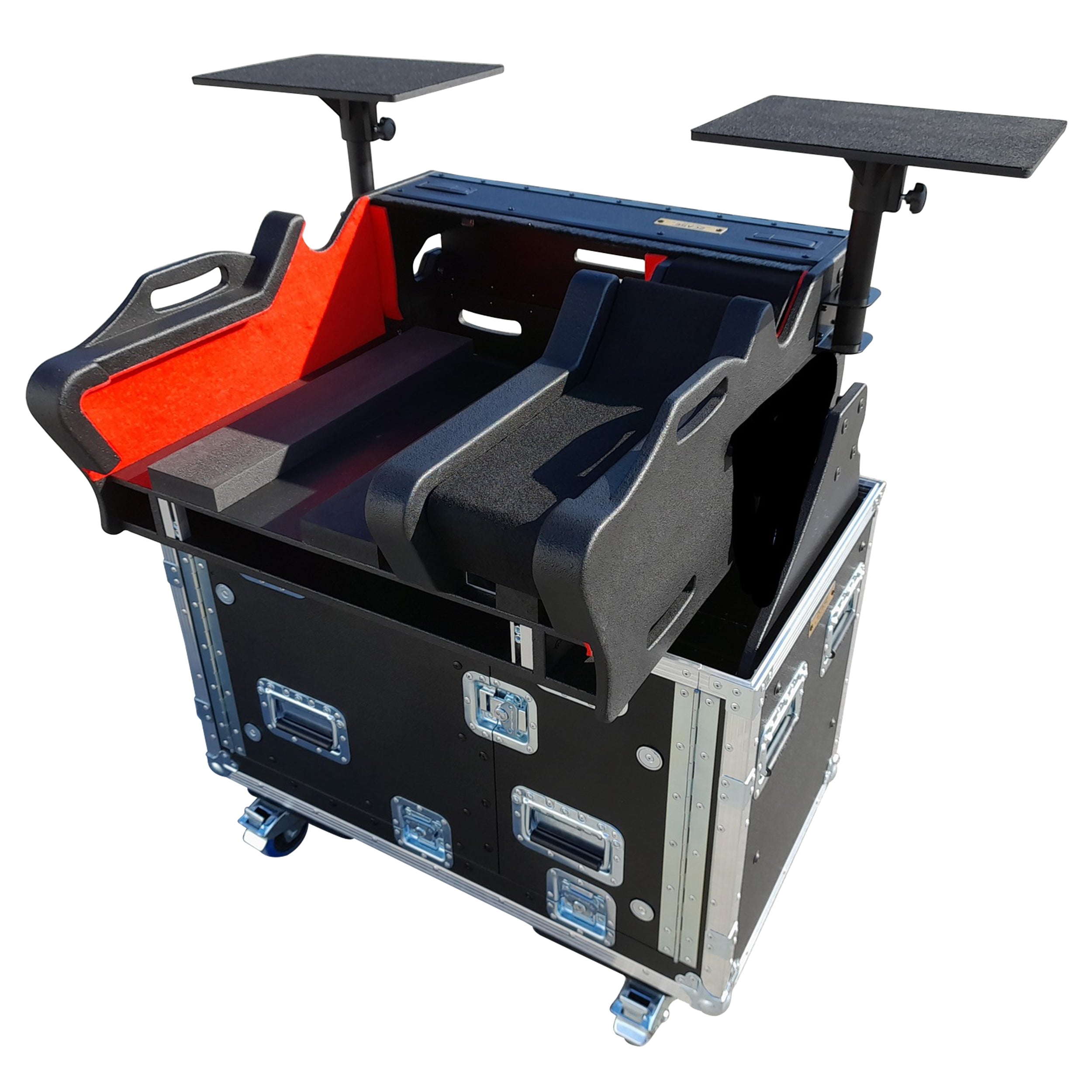Pro X Flip-Ready Console Case for Yamaha DM7-EX Compact with Hydraulic Easy Lifting 1U Rack Space and Auto Casters XZF-YDM7EXCOMPACT1ULMA