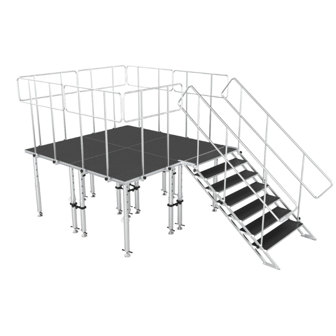 Pro X 8FT x 8FT Stage Q 2 Stage Platforms 3-Steps Social Distancing 4FT x 4FT Package Height Adjustable 28-48 inch XSQ-8X8PKG-44GRUST3