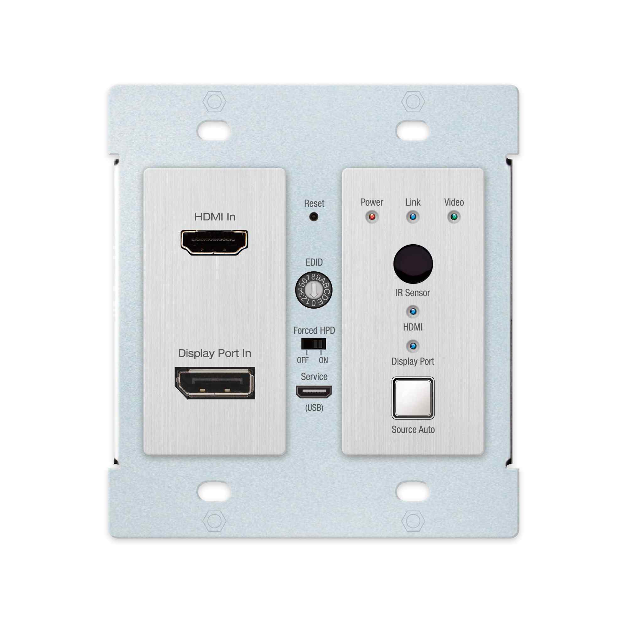 Key Digital 2x1 4K/18G 40m HDBT PoH Wall Plate Switcher with HDMI & DisplayPort, IR, RS-232 (Tx Only) - KD-X2X1WDTx