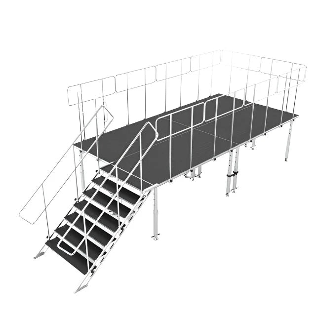 Pro X 8FT x 16FT Stage Q 4 Stage Platforms Social Distancing Package Height Adjustable 28-48 inch XSQ-8X8 PKG-48GRUST3